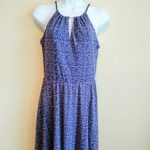 Esprit Blue Pattern Keyhole Halter Dress Size S